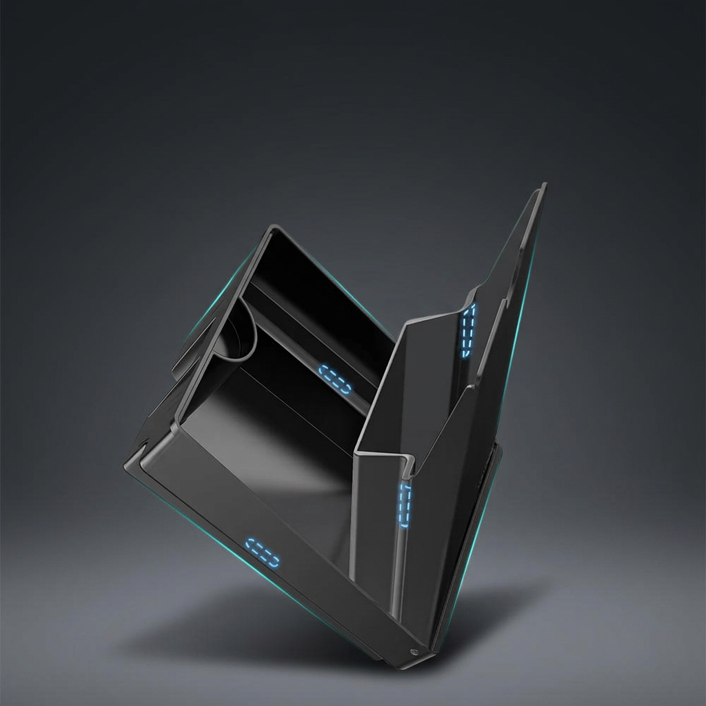 Hidden Magnetic Console Organizer on a graphite studio background