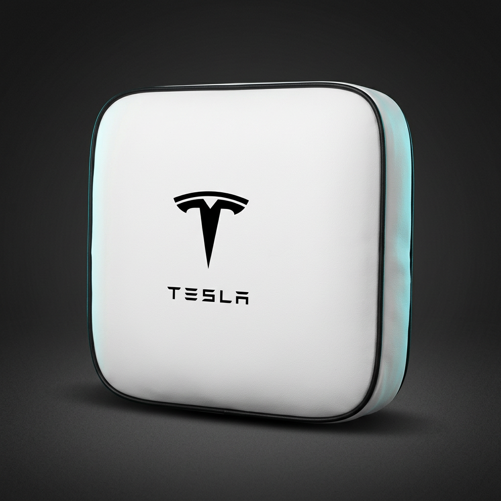 Tesla Headrest & Lumbar Support Pillow on a graphite studio background